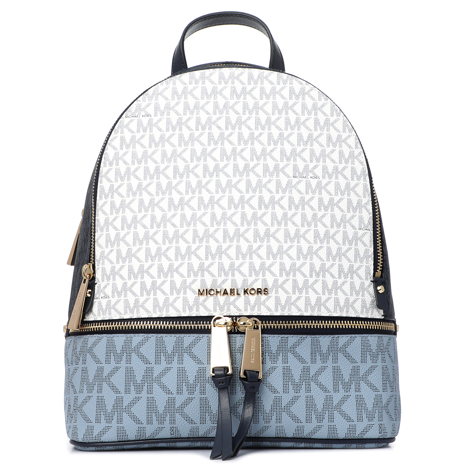 Zaino Rhea Medium Color-Block Con Logo – Tela Stampata, Hardware Argento, 26,7x32,4x12,7 Cm