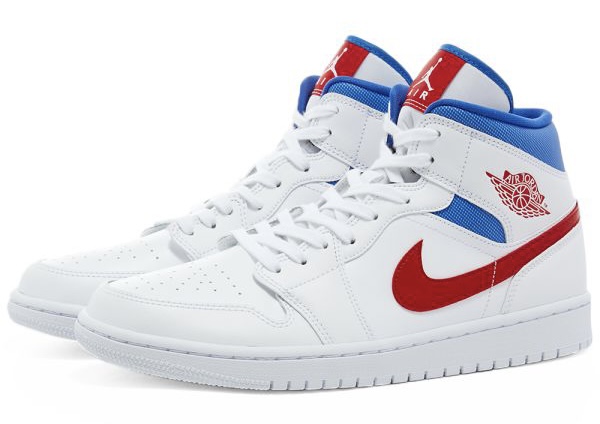 Кроссовки Nike Air Jordan Mid White Red Royal Белые F