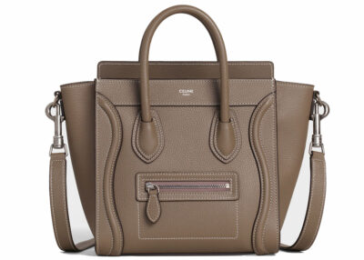 Сумка Celine Nano Luggage Bag In Drummed Calfskin Коричневая N