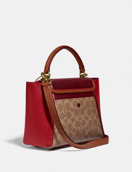 Сумка Coach Courier Carryall In Colorblock Signature Canvas Бордовая N