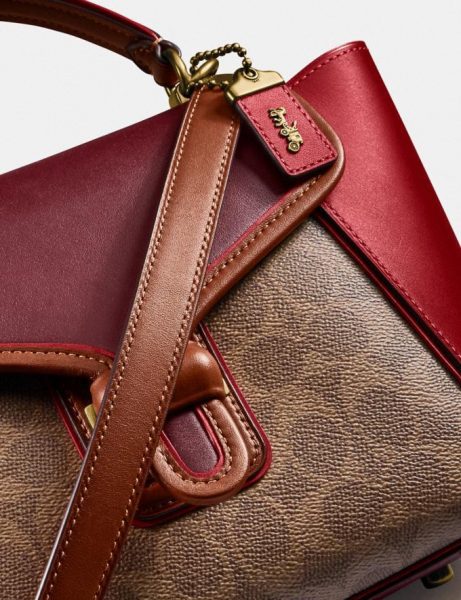 Сумка Coach Courier Carryall In Colorblock Signature Canvas Бордовая N