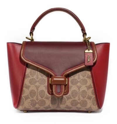 Сумка Coach Courier Carryall In Colorblock Signature Canvas Бордовая N