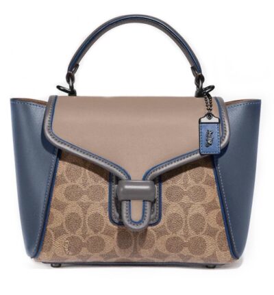 Сумка Coach Courier Carryall In Colorblock Signature Canvas Голубая N
