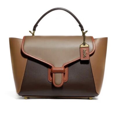 Сумка Coach Courier Carryall In Colorblock Коричнево бежевая N