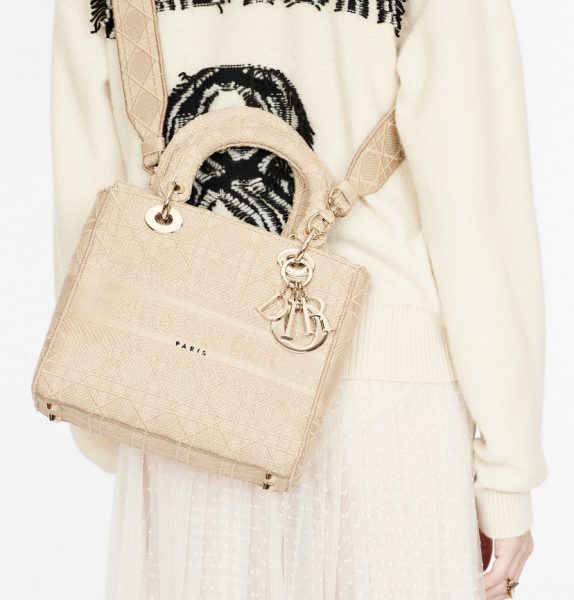 Сумка Dior Lady D lite Бежевая N