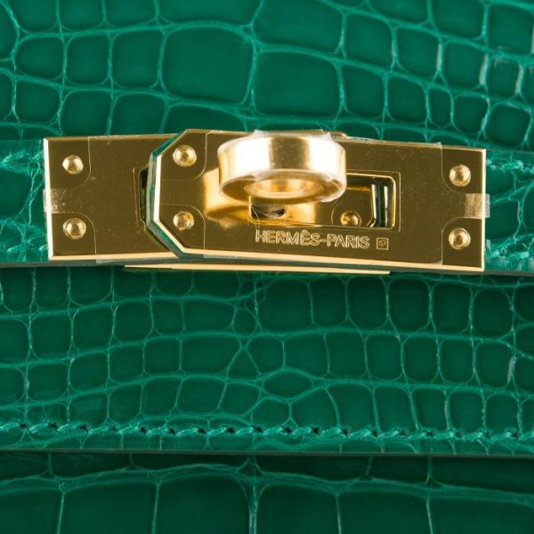 Сумка Hermes Kelly Pochette Emerald Shiny Зеленая N