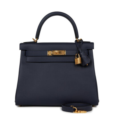 Сумка Hermes Kelly Retourne Bleu Nuit Evercolor Темно синяя N
