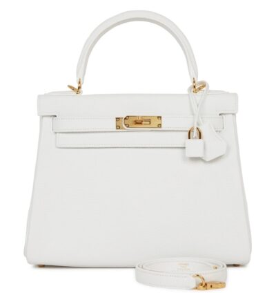 Сумка Hermes Kelly Retourne White Clemence Gold Hardware Белая N