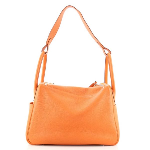 Сумка Hermes Orange Clemence Lindy Оранжевая N