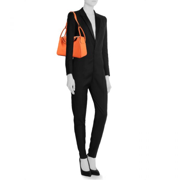 Сумка Hermes Orange Clemence Lindy Оранжевая N