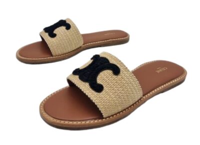 Шлепанцы Celine Triomphe Бежевые F