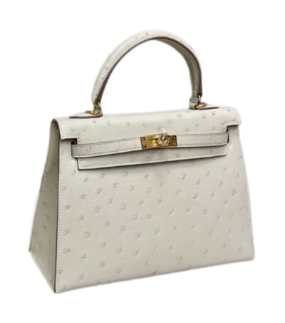 Сумка Hermes Kelly Sellier Ostrich Leather Белая N