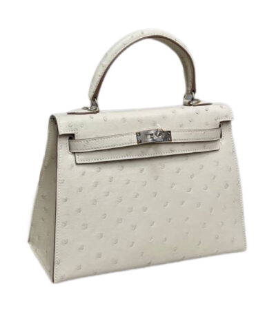 Сумка Hermes Kelly Sellier Ostrich Leather Белая N