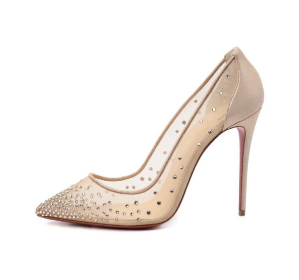 Туфли Christian Louboutin Follies Strass Бежевые F