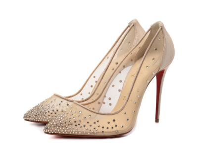 Туфли Christian Louboutin Follies Strass Бежевые F