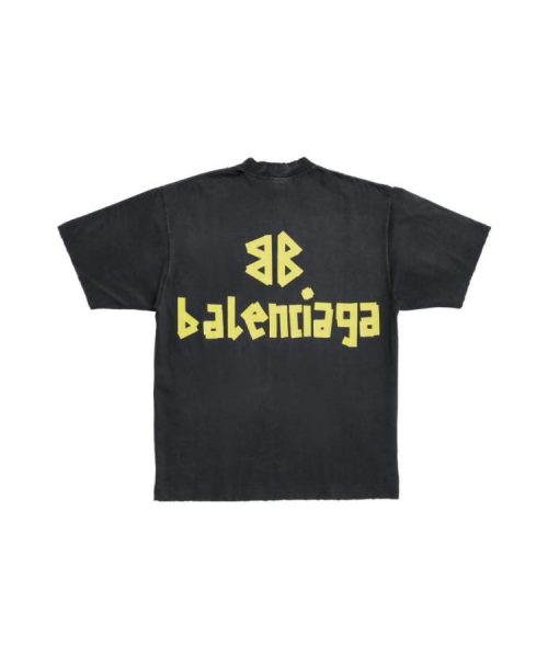 Футболка Balenciaga Tape Type Tee Темно серая F