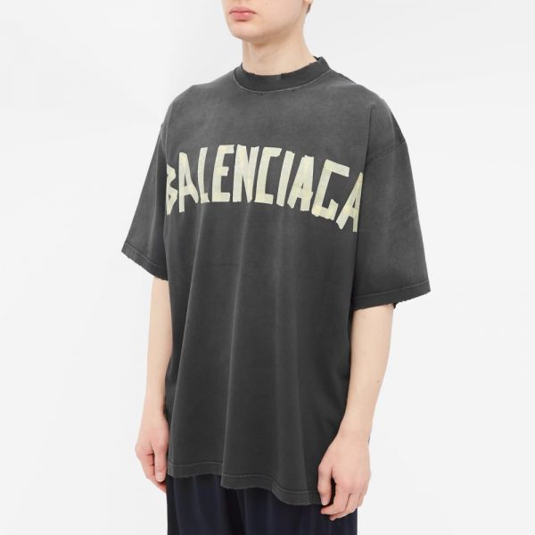 Футболка Balenciaga Tape Type Tee Темно серая F