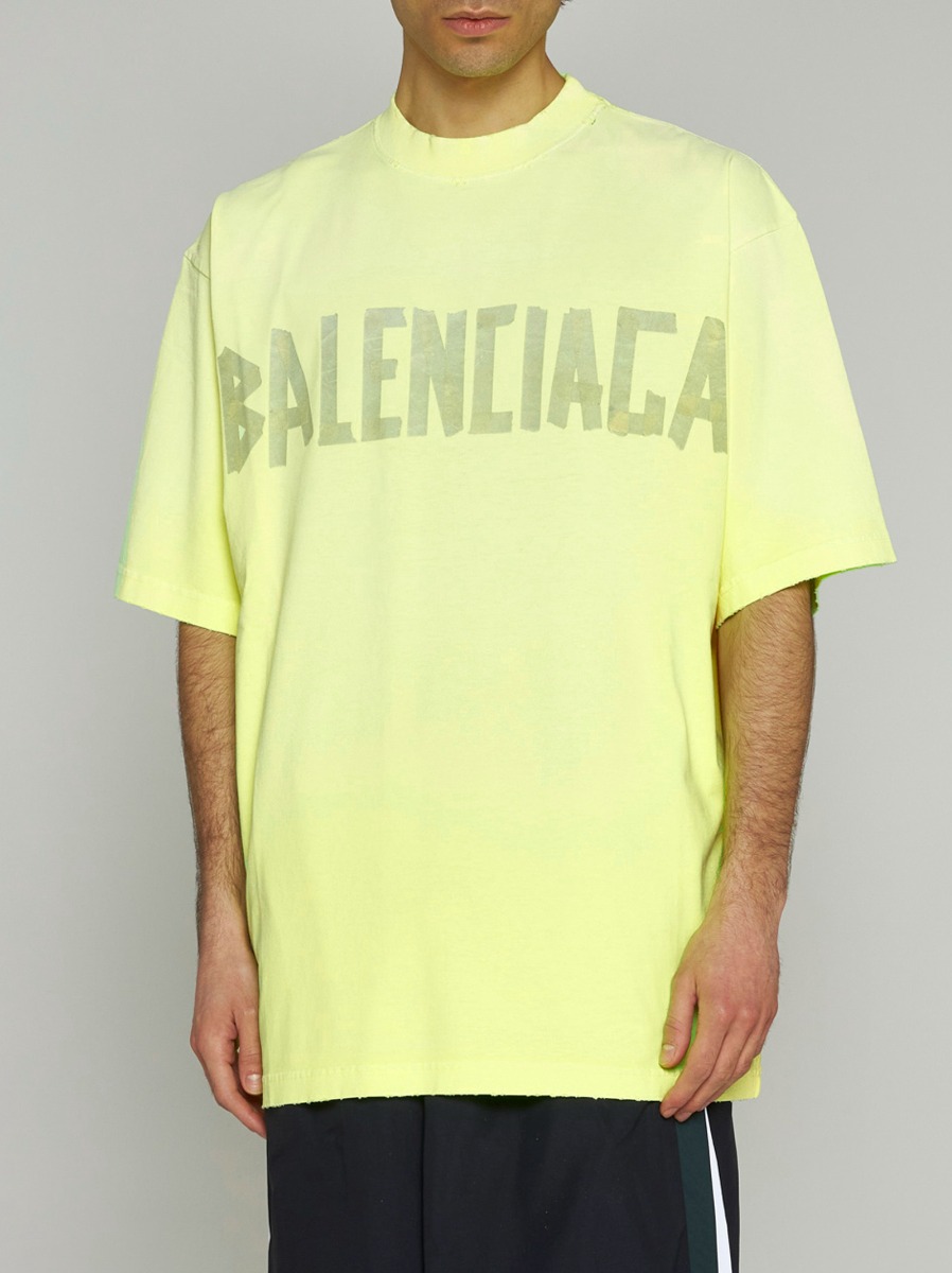 Футболка Balenciaga Tape Type Tee Желтая F