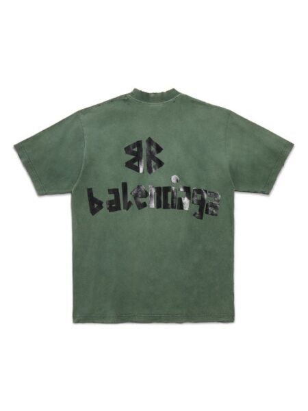 Футболка Balenciaga Tape Type Tee Темно зеленая F