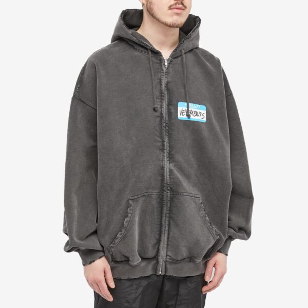 Толстовка Vetements My Name Is Zip Up Hoody Серая M