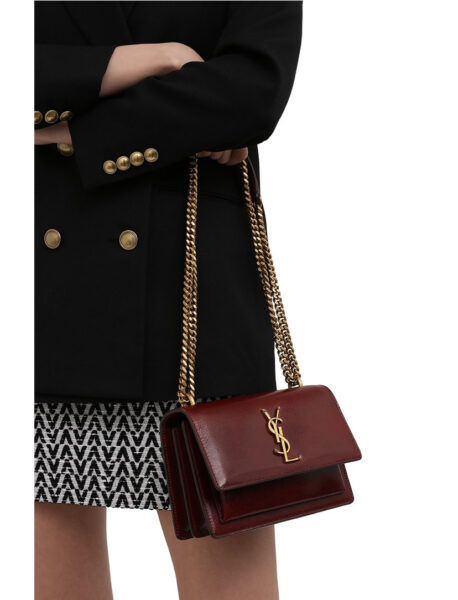 Сумка Saint Laurent Sunset Small Бордовая N