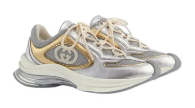 Кроссовки Gucci Run Серебряные F