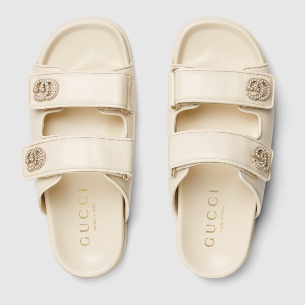 Шлепанцы Gucci Double G Кремовые F