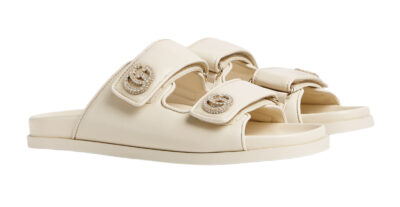 Шлепанцы Gucci Double G Кремовые F