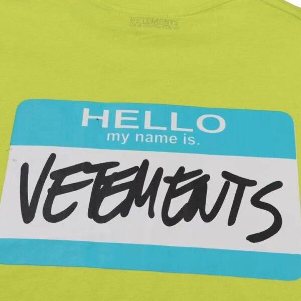 Футболка Vetements My Name Is Салатовая F
