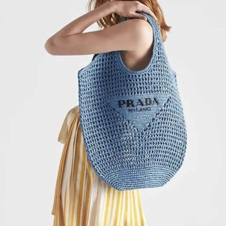 Сумка Prada Raffia Голубая N