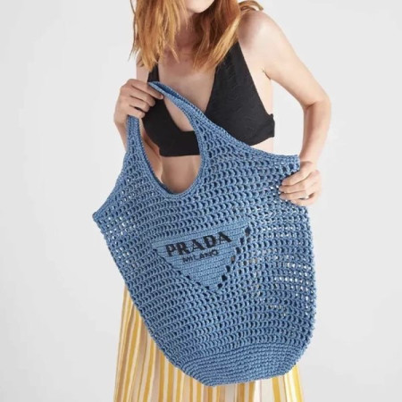 Сумка Prada Raffia Голубая N
