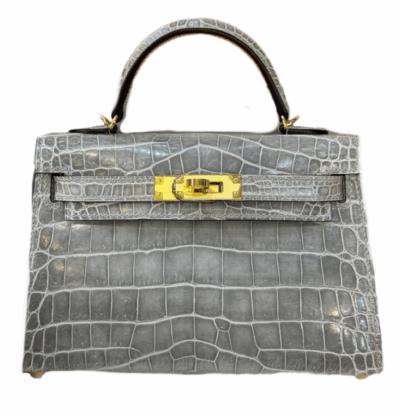 Сумка Hermes Alligator Mini Kelly Sellier Gris Ciment Серая N