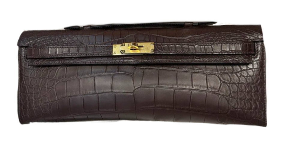 Сумка Hermes Kelly Cut Темно коричневая N