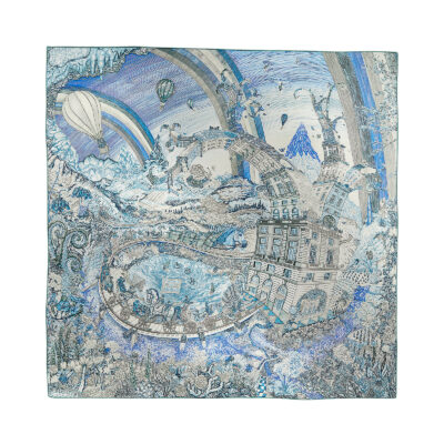 Шарф Hermes Les Folies Du Faubourg Голубой F