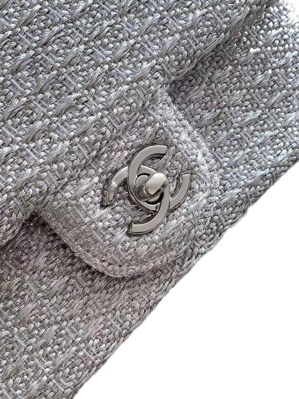 Сумка Chanel Lurex Ground Control Pluto Glitter Flap Серая N