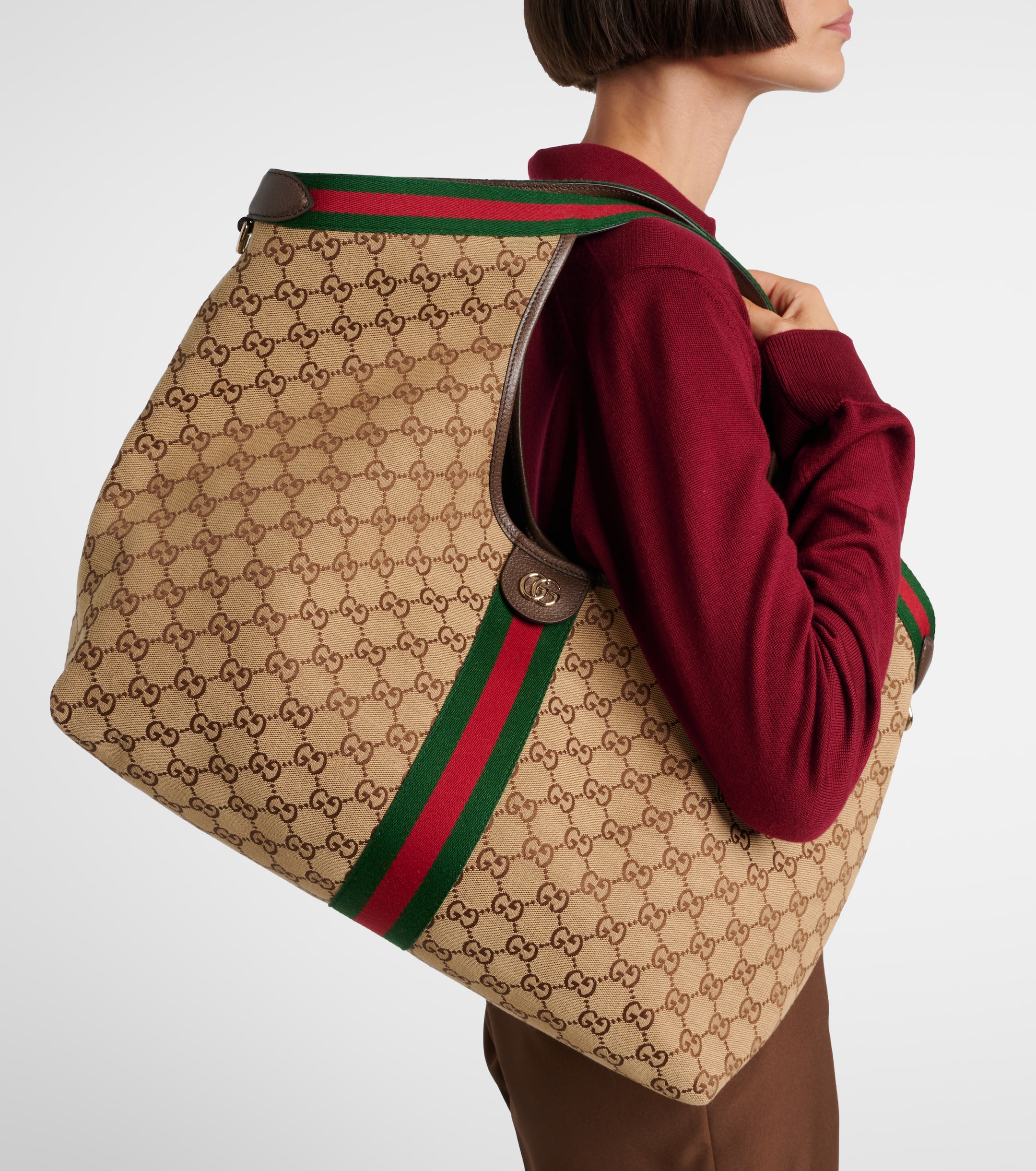 Сумка Gucci Giglio Gg Canvas Large Коричнево бежевая N