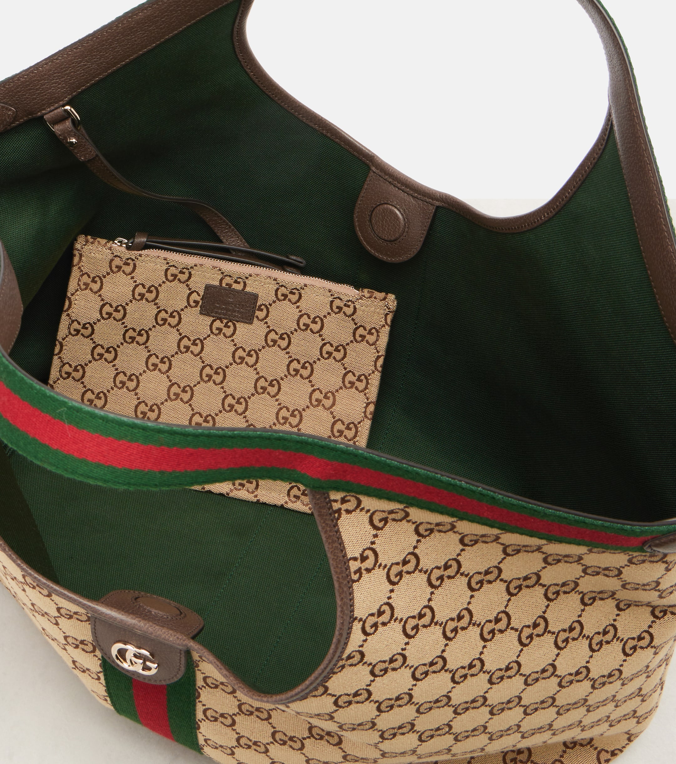 Сумка Gucci Giglio Gg Canvas Large Коричнево бежевая N