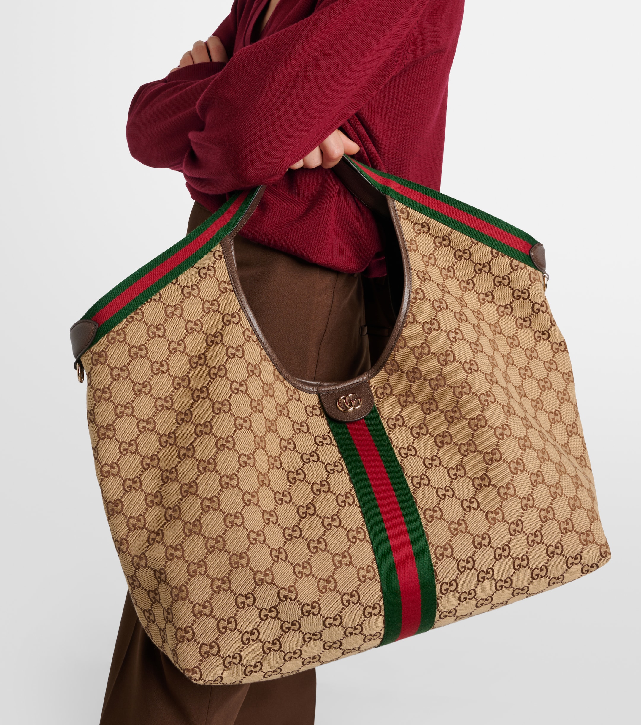 Сумка Gucci Giglio Gg Canvas Large Коричнево бежевая N