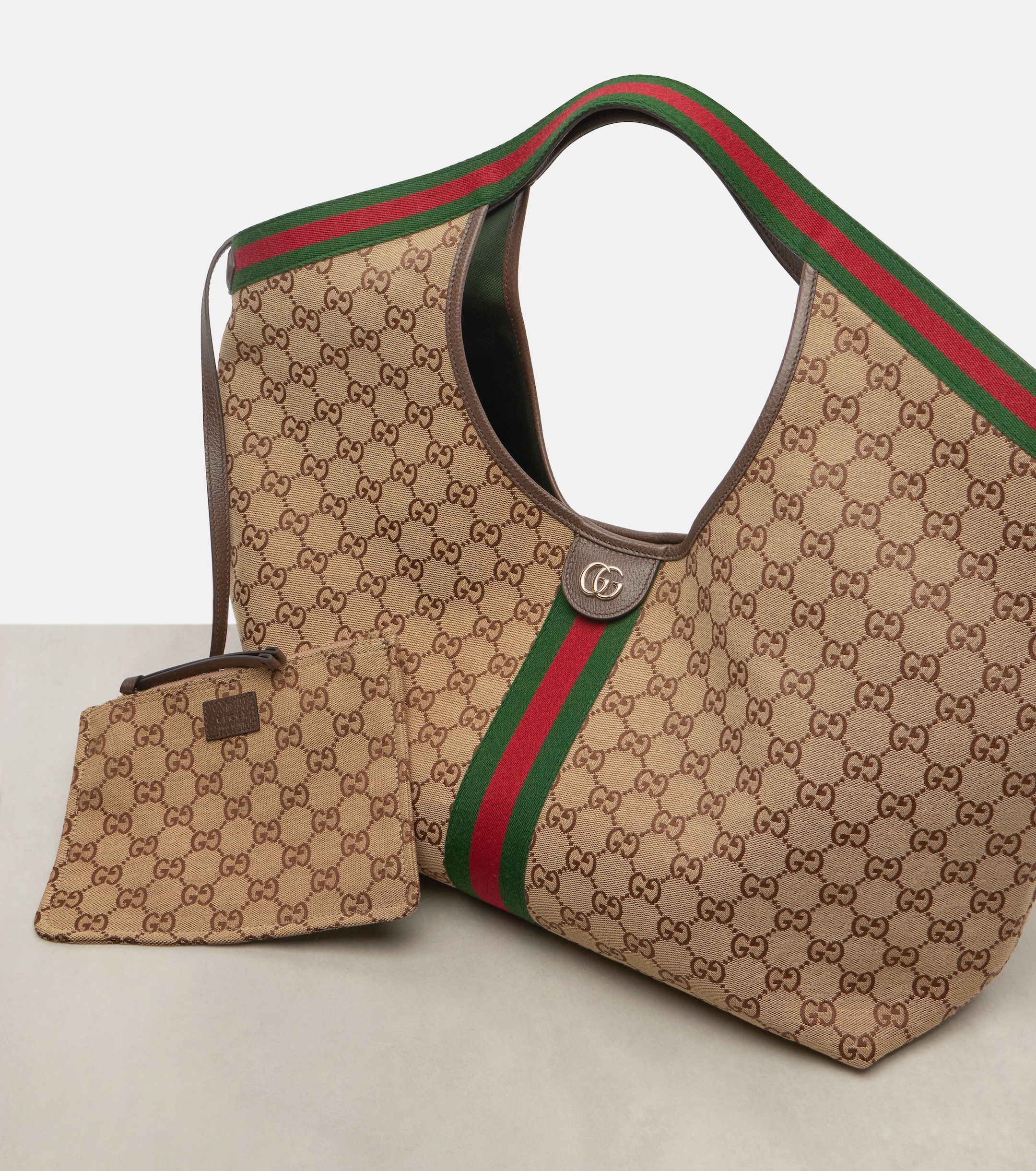 Сумка Gucci Giglio Gg Canvas Large Коричнево бежевая N