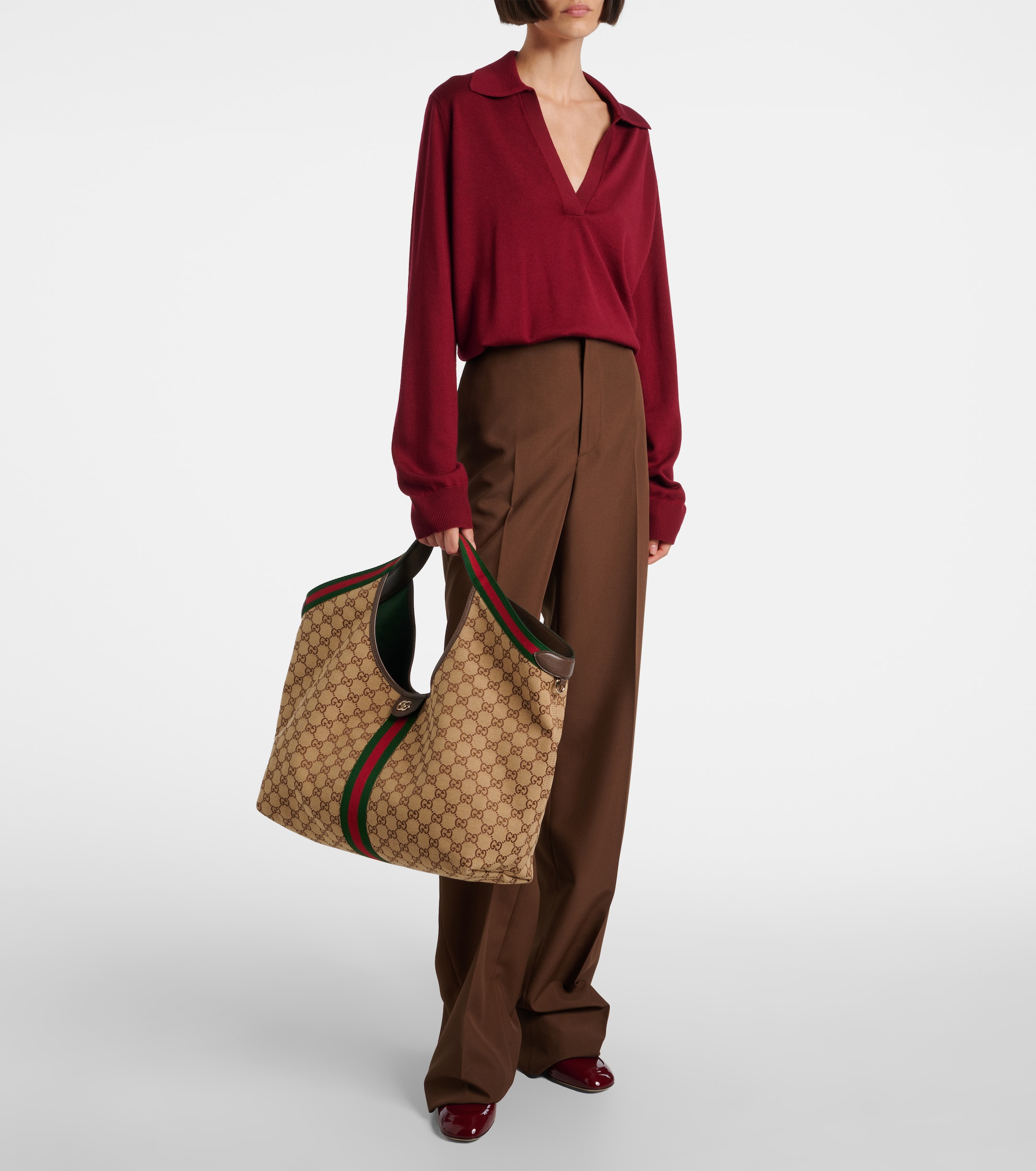 Сумка Gucci Giglio Gg Canvas Large Коричнево бежевая N