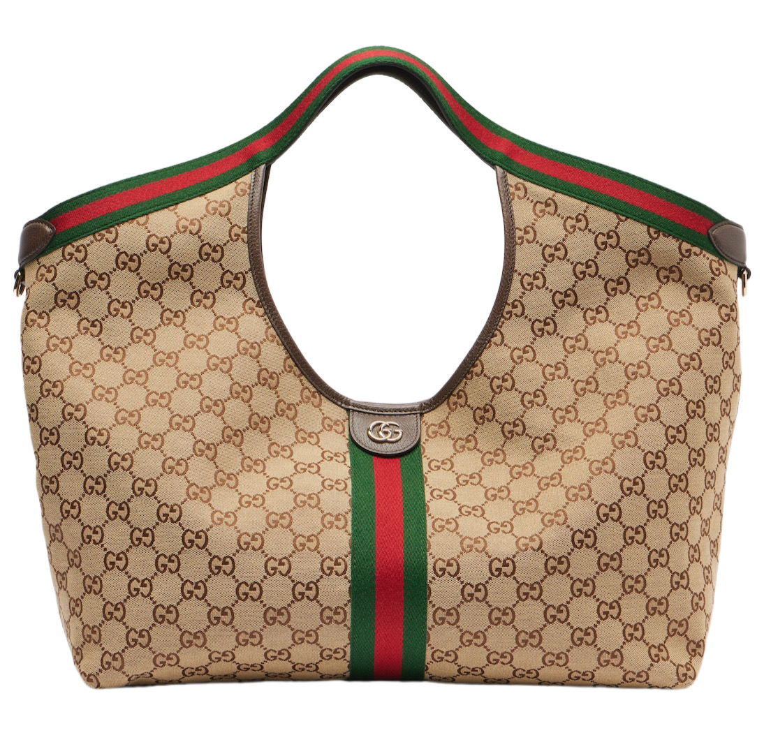 Сумка Gucci Giglio Gg Canvas Large Коричнево бежевая N
