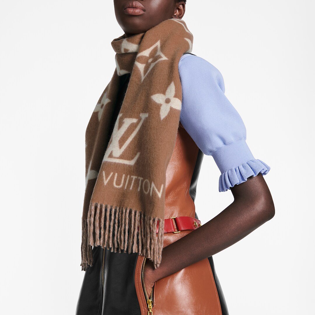Шарф Louis Vuitton Reykjavik Коричнево бежевый F