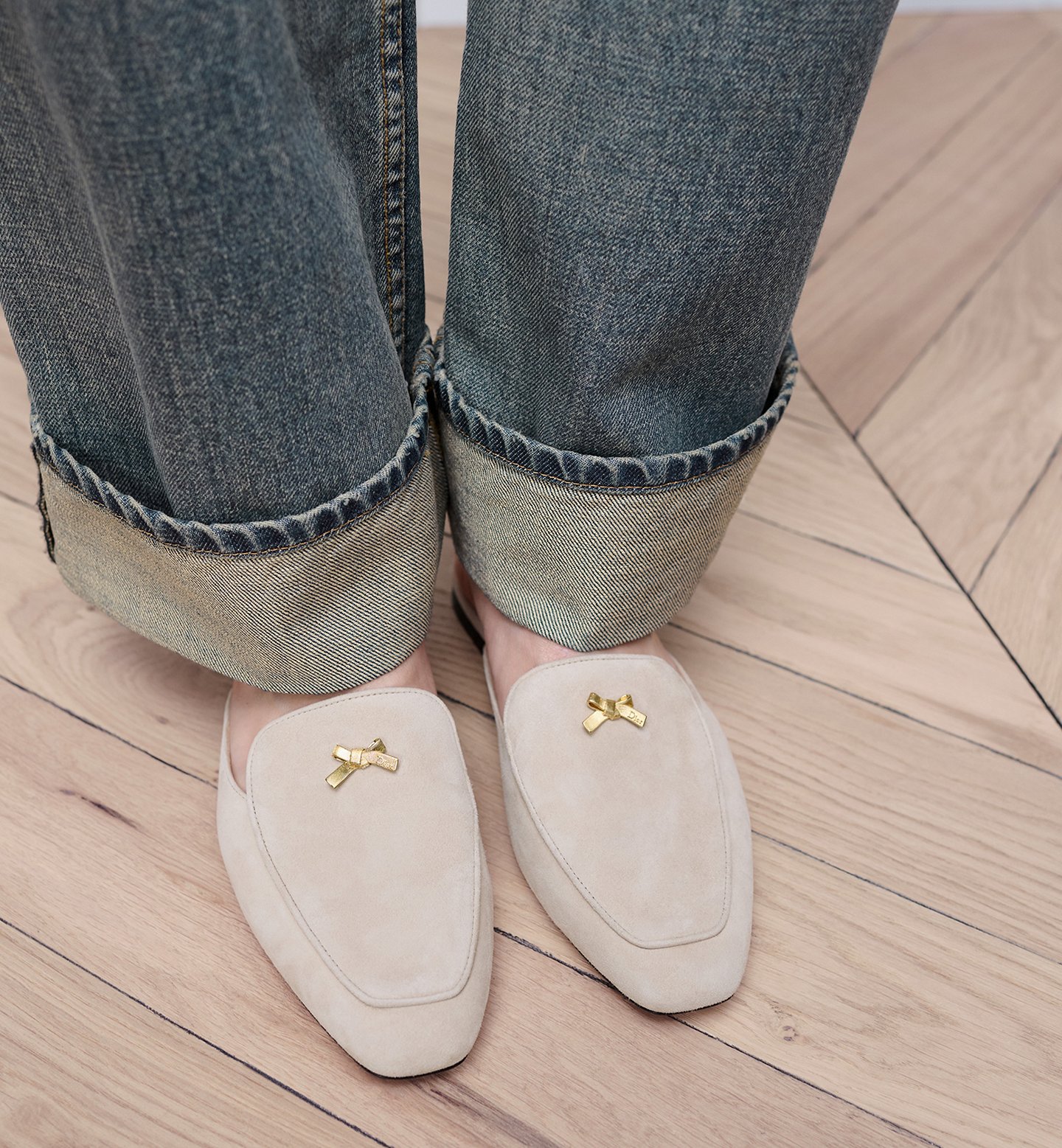 Мюли Dior Baby Bow Бежевые F