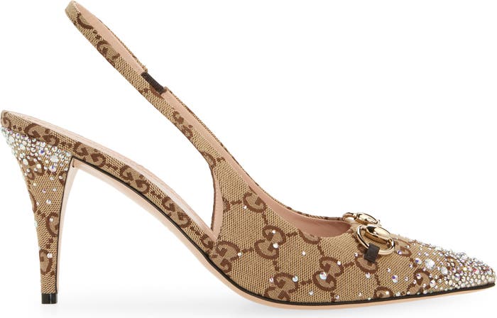 Туфли Gucci Horsebit Gg Бежевые F