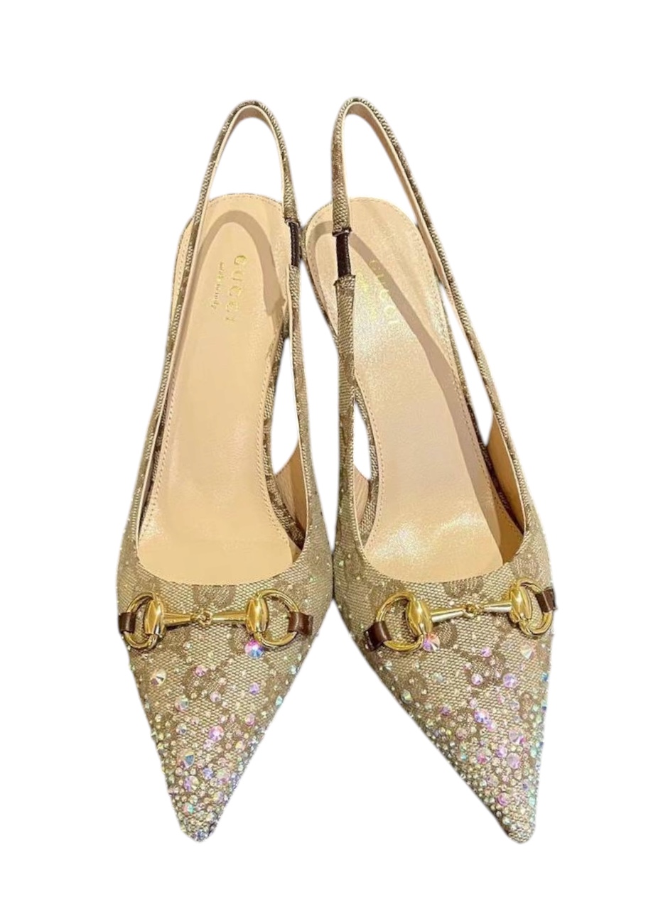 Туфли Gucci Horsebit Gg Бежевые F