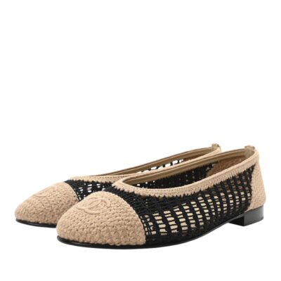 Балетки Chanel Raffia Cap Toe Ballerina Flats Черные F