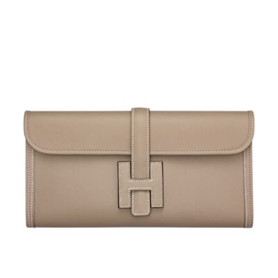 Клатчи Hermes Jige Elan Серо бежевый N