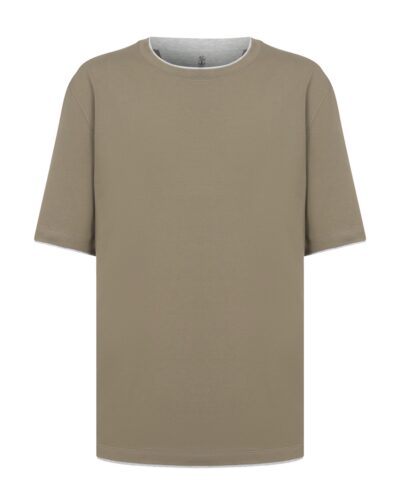 Футболка Brunello Cucinelli Basic Fit Коричнево бежевая M